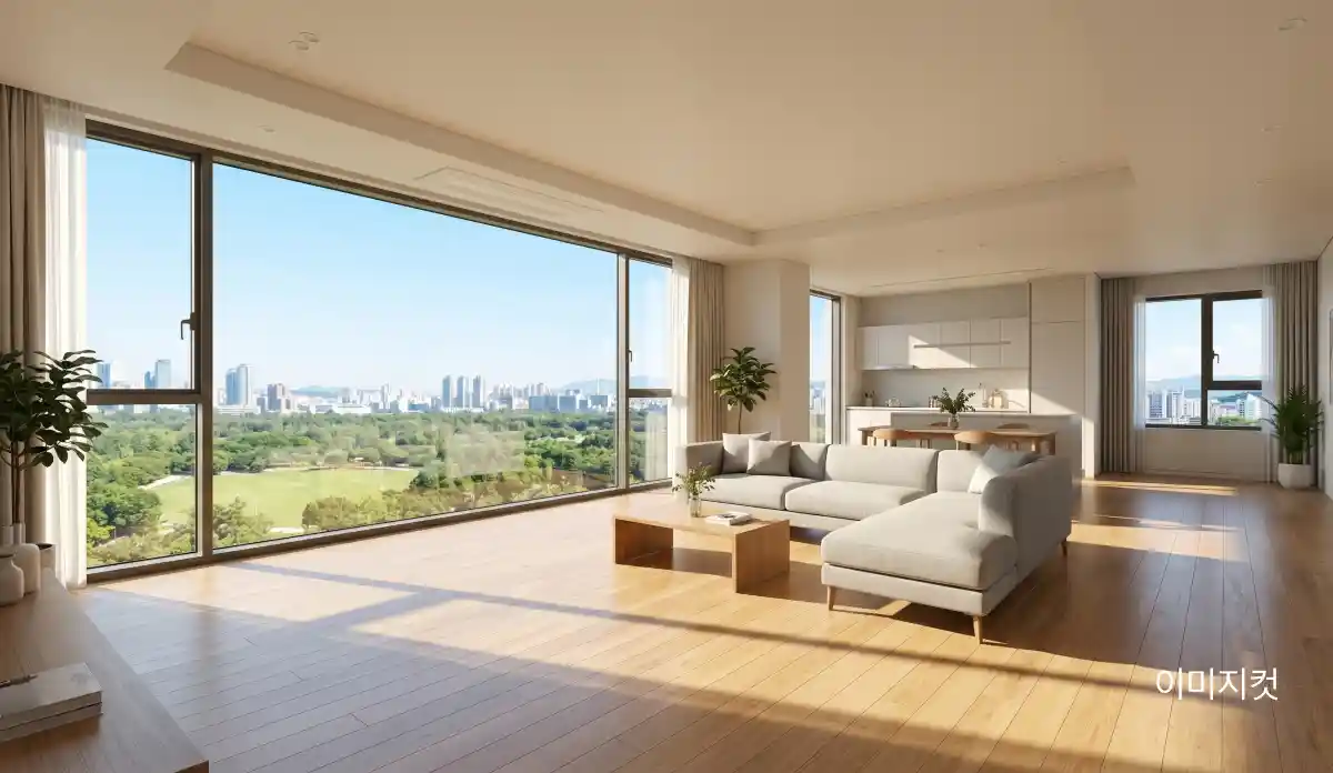 해운대 경동리인뷰 4차 전 세대 4Bay 판상형 평면 — 남향 위주 배치, 광폭 거실